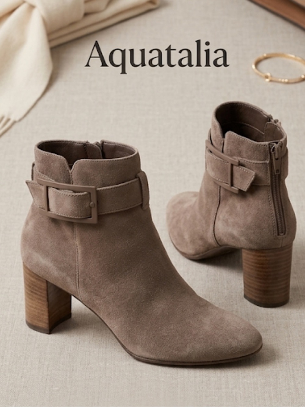 Aquatalia Vanie Weatherproof Ankle Boot in Taupe Size 7‎